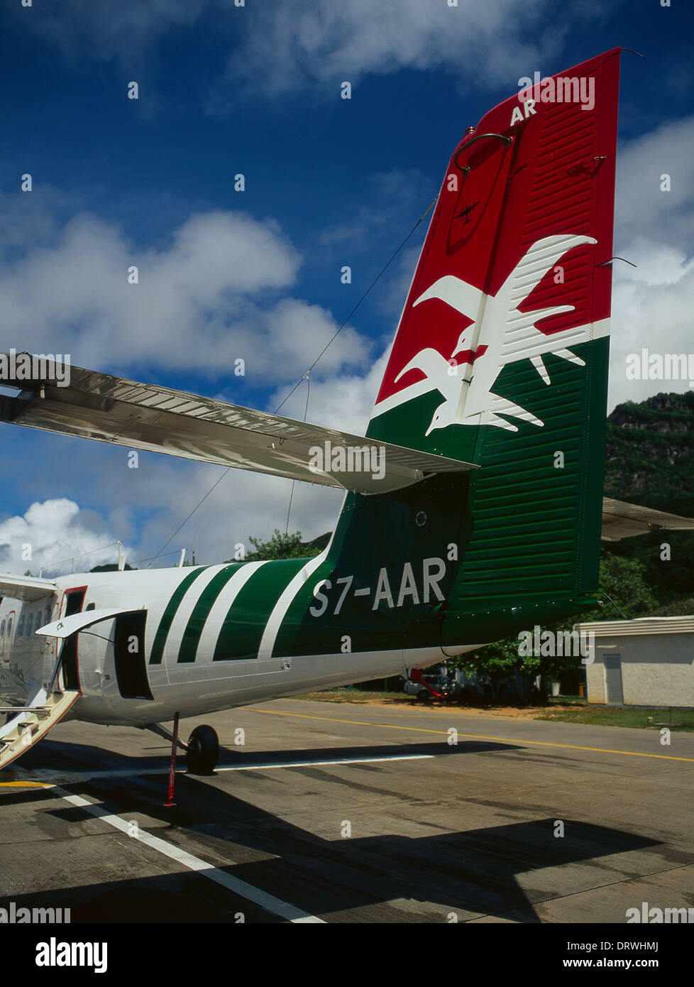 Air Seychelles Inter-Island-Flugzeug-Farben und Abzeichen Stockfoto