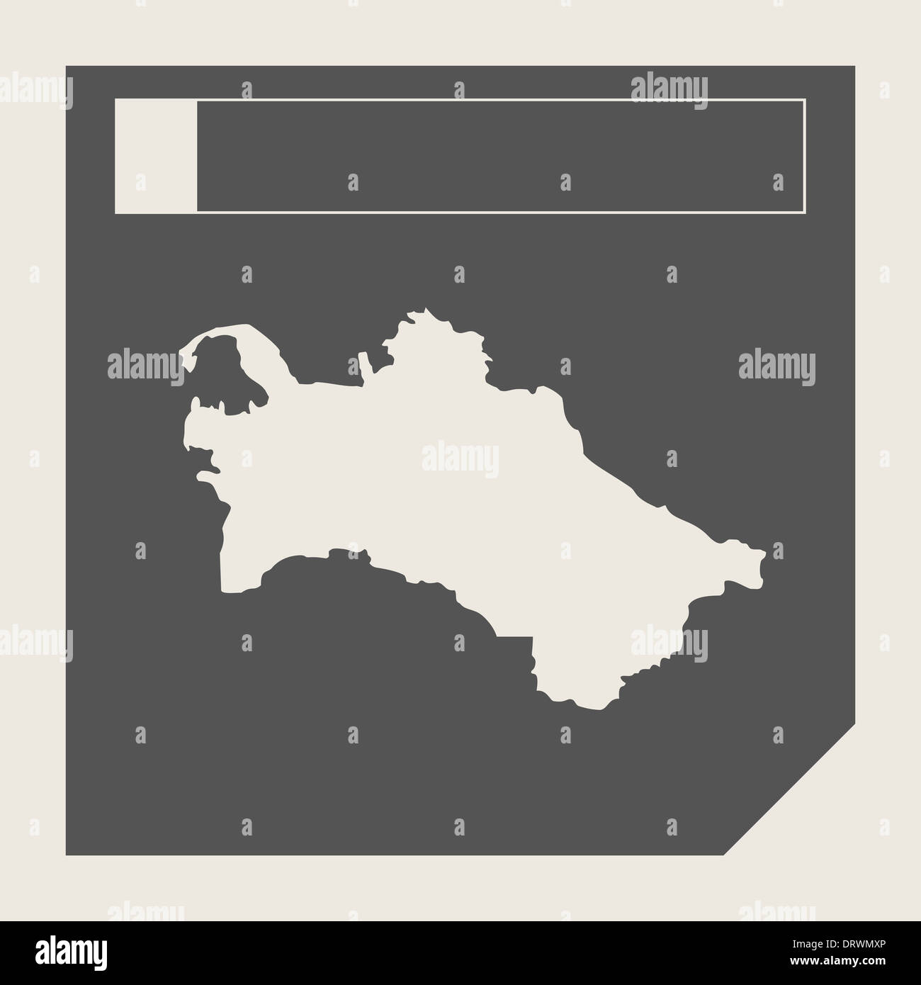 Turkmenistan-Map-Schaltfläche in ansprechende flache Web Design Map-Schaltfläche mit Beschneidungspfad isoliert. Stockfoto