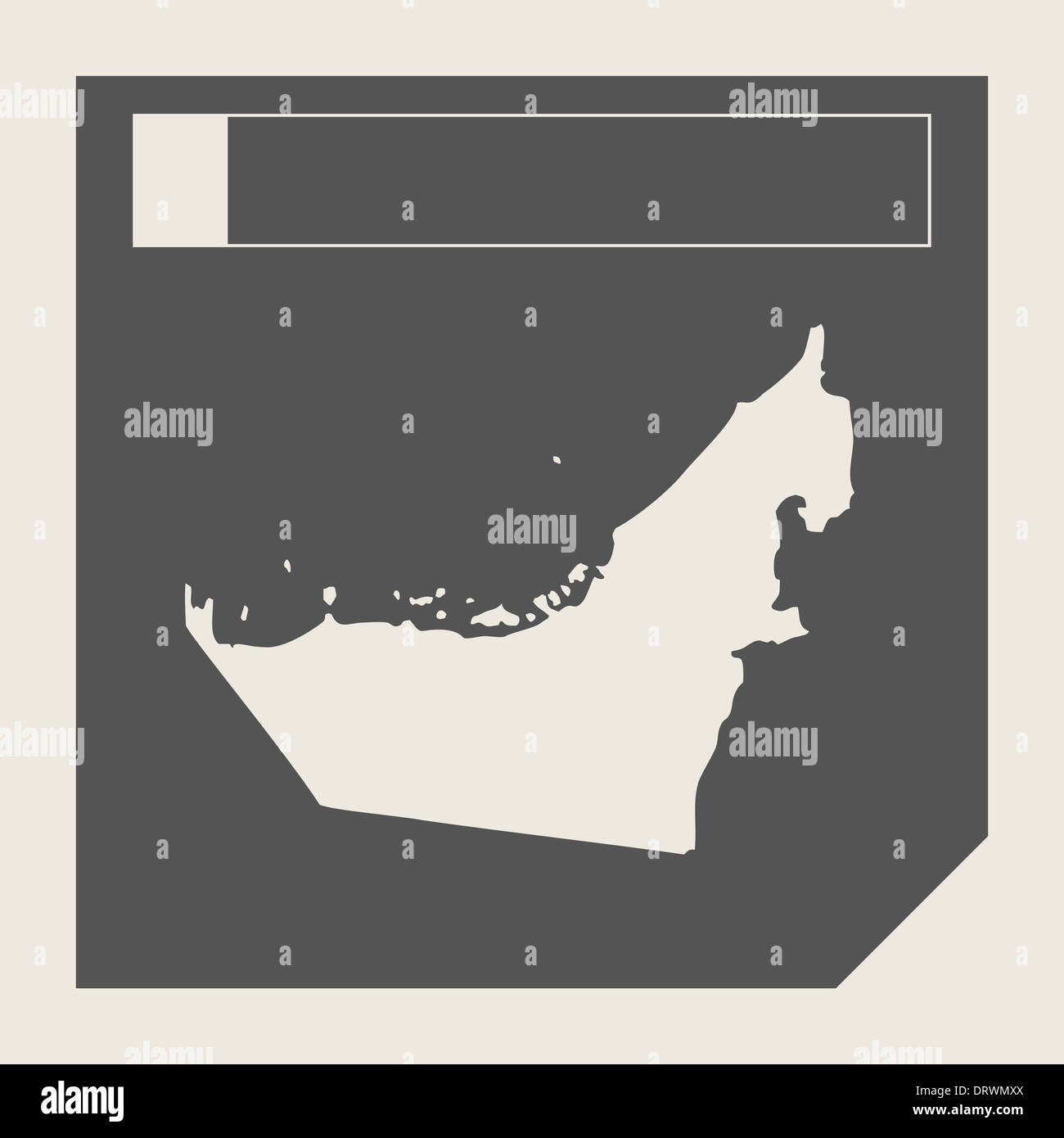 Vereinigte Arabische Emirate-Map-Schaltfläche in ansprechende flache Web Design Map-Schaltfläche mit Beschneidungspfad isoliert. Stockfoto