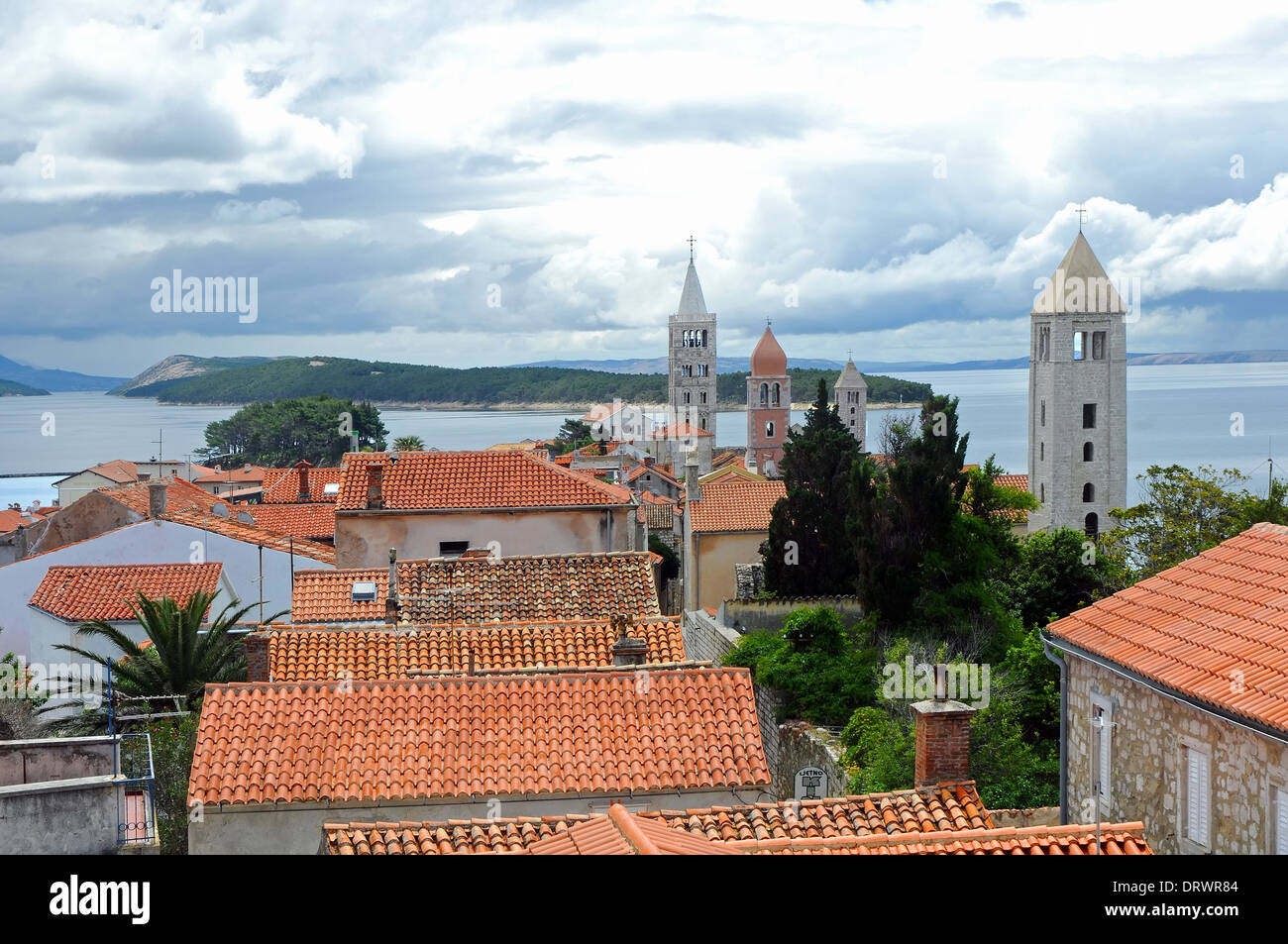 Insel Rab, Blick auf die alte Stadt, Kroatien Stockfoto