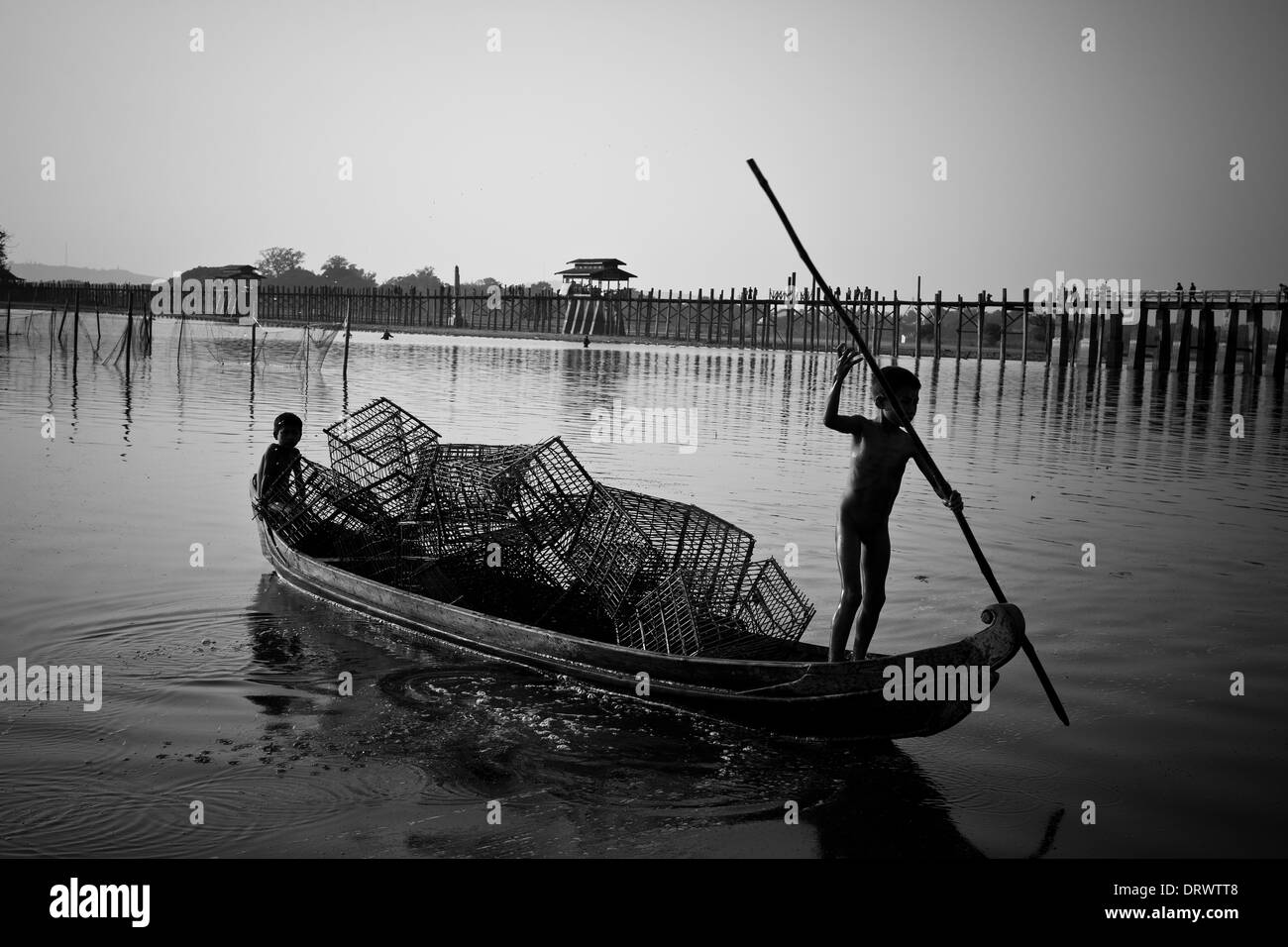 Myanmar, Amarapura, das tägliche Leben am Fluss Stockfoto