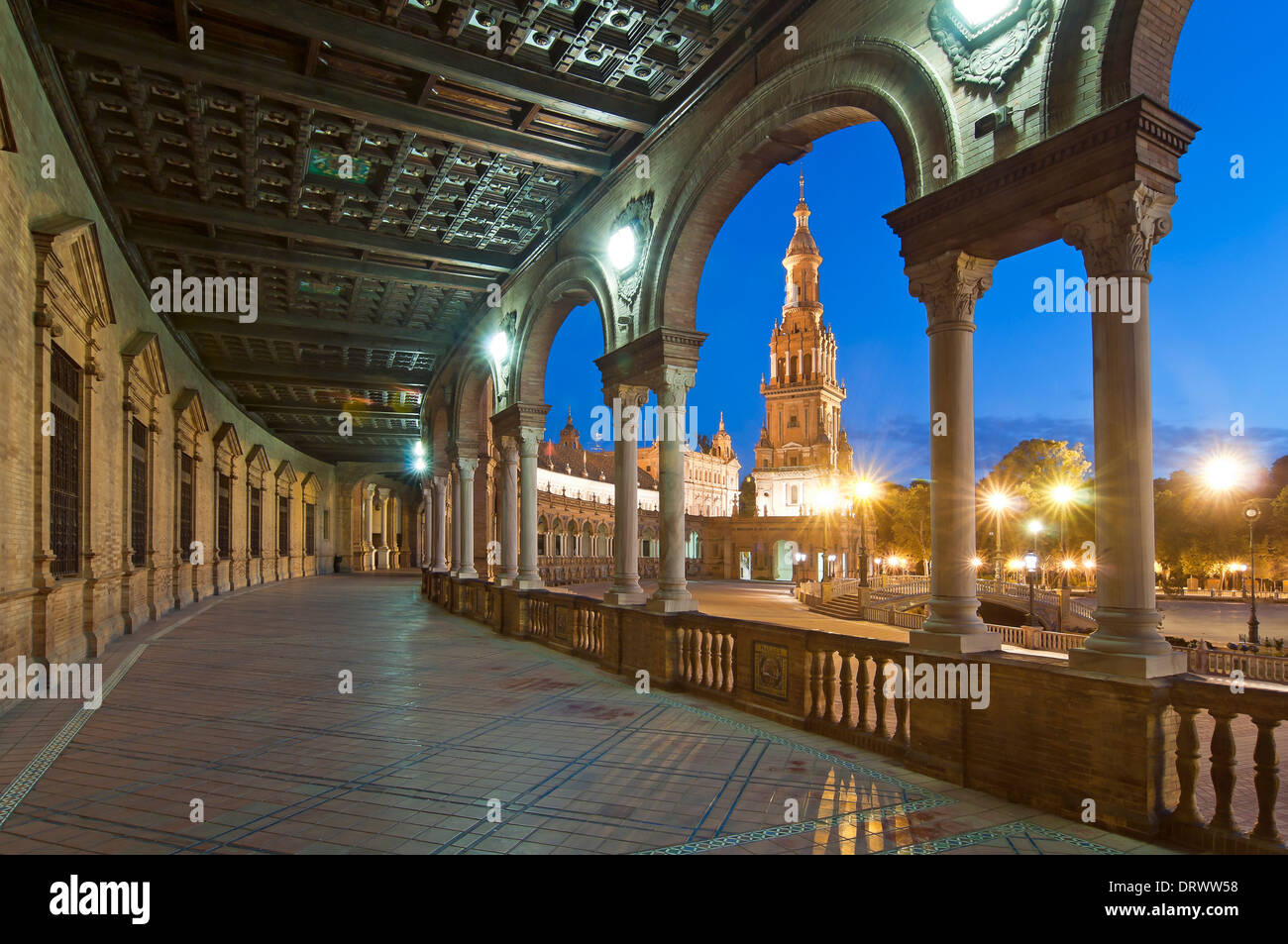 Plaza de Espana Sevilla, Region von Andalusien, Spanien, Europa Stockfoto