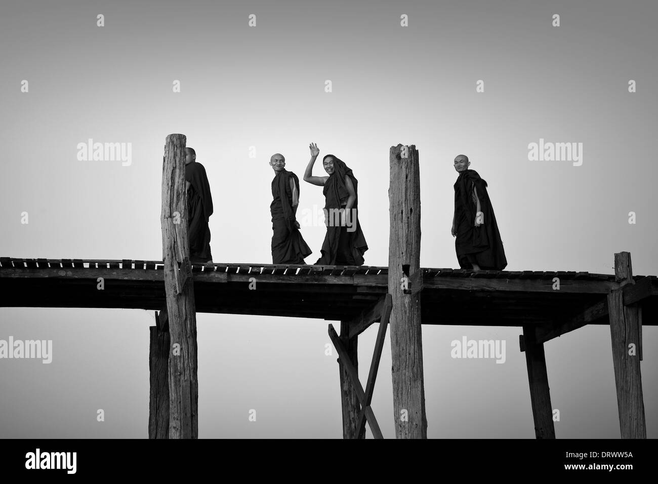 Myanmar, Amarapura, alte Brücke Stockfoto