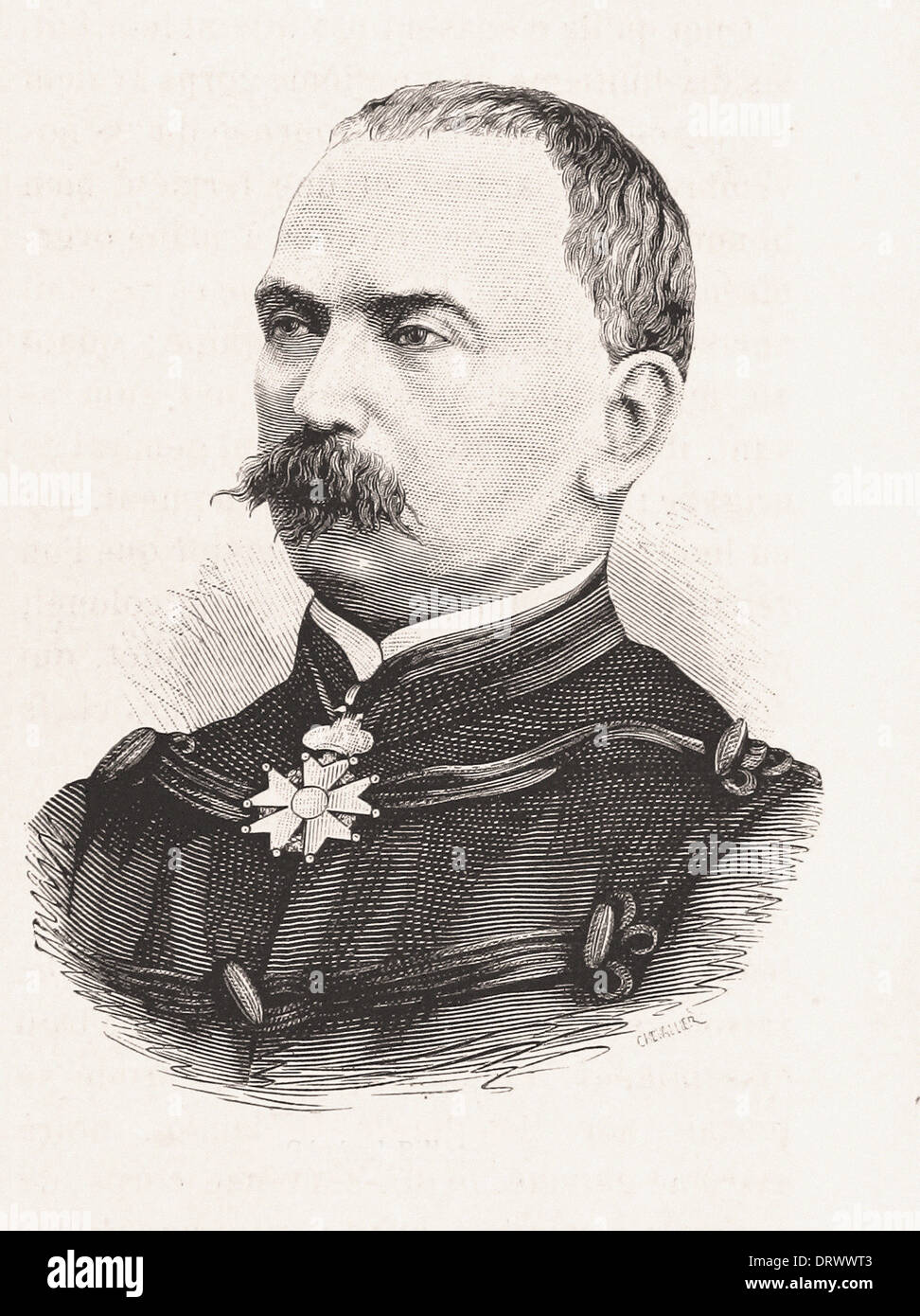 Porträt des Général Billot - Gravur XIX Jahrhundert Französisch Stockfoto