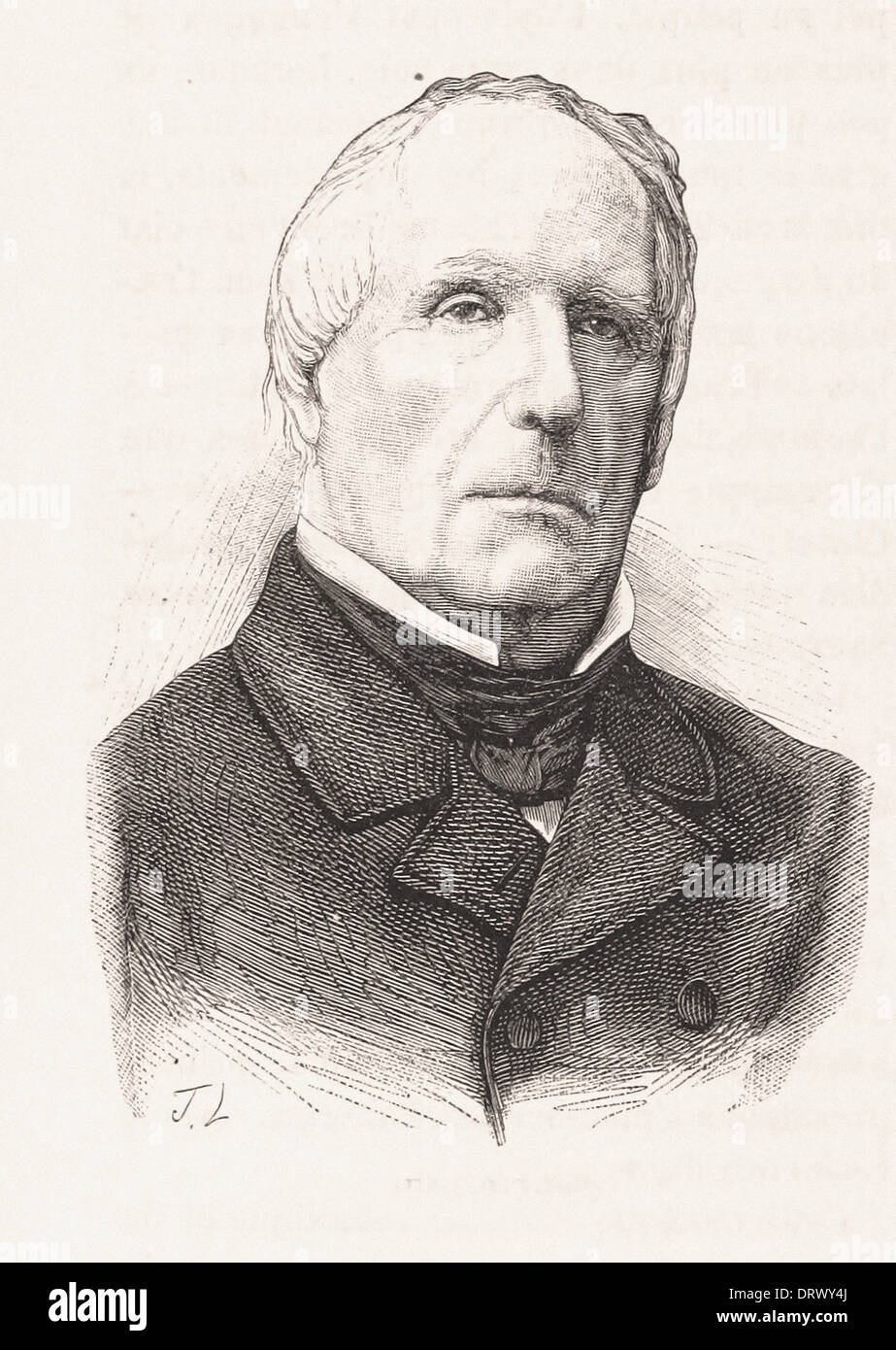 Porträt von Edgard Quinet - Gravur XIX Jahrhundert Französisch Stockfoto