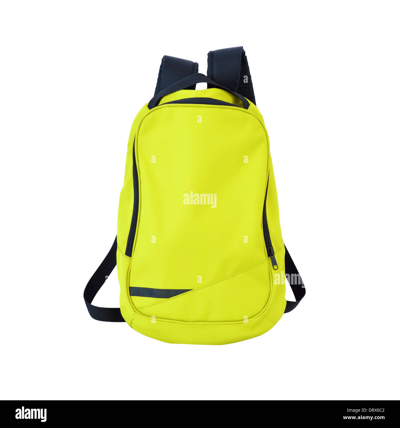 Gelb-grün Rucksack auf weißem Hintergrund w / Pfad. Zurück zur Schule. Stockfoto