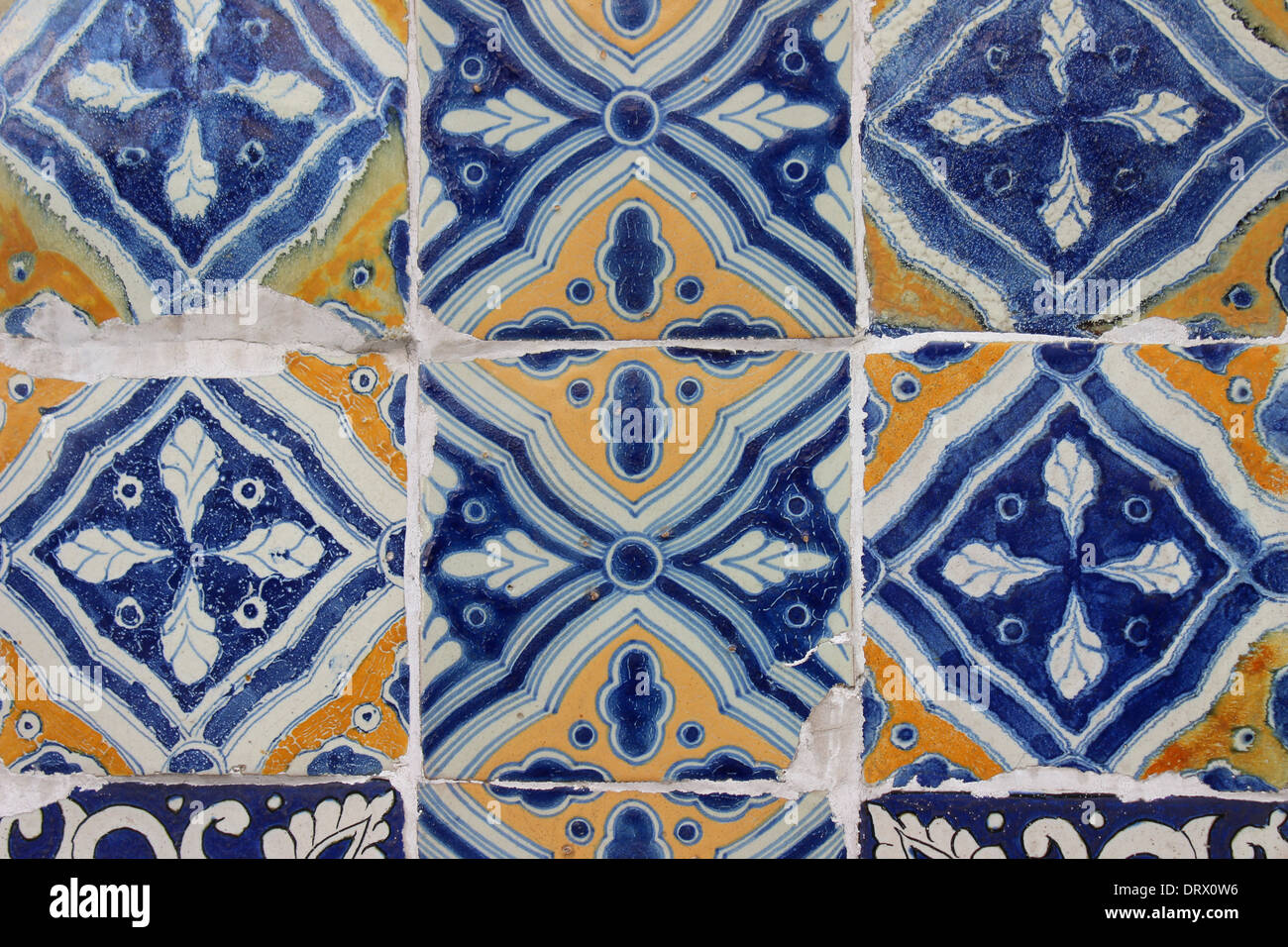 Nahaufnahme der Fliesen auf der Außenseite des Casa de Los Azulejos (Haus der Fliesen), Mexiko-Stadt Stockfoto