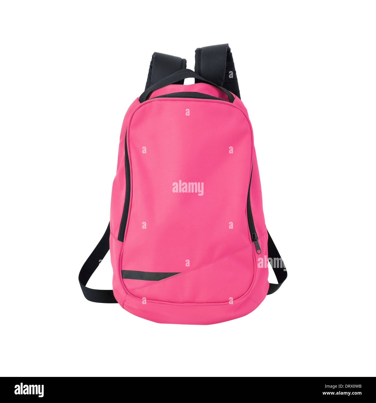 Rosa Rucksack auf weißem Hintergrund w / Pfad. Zurück zur Schule. Stockfoto