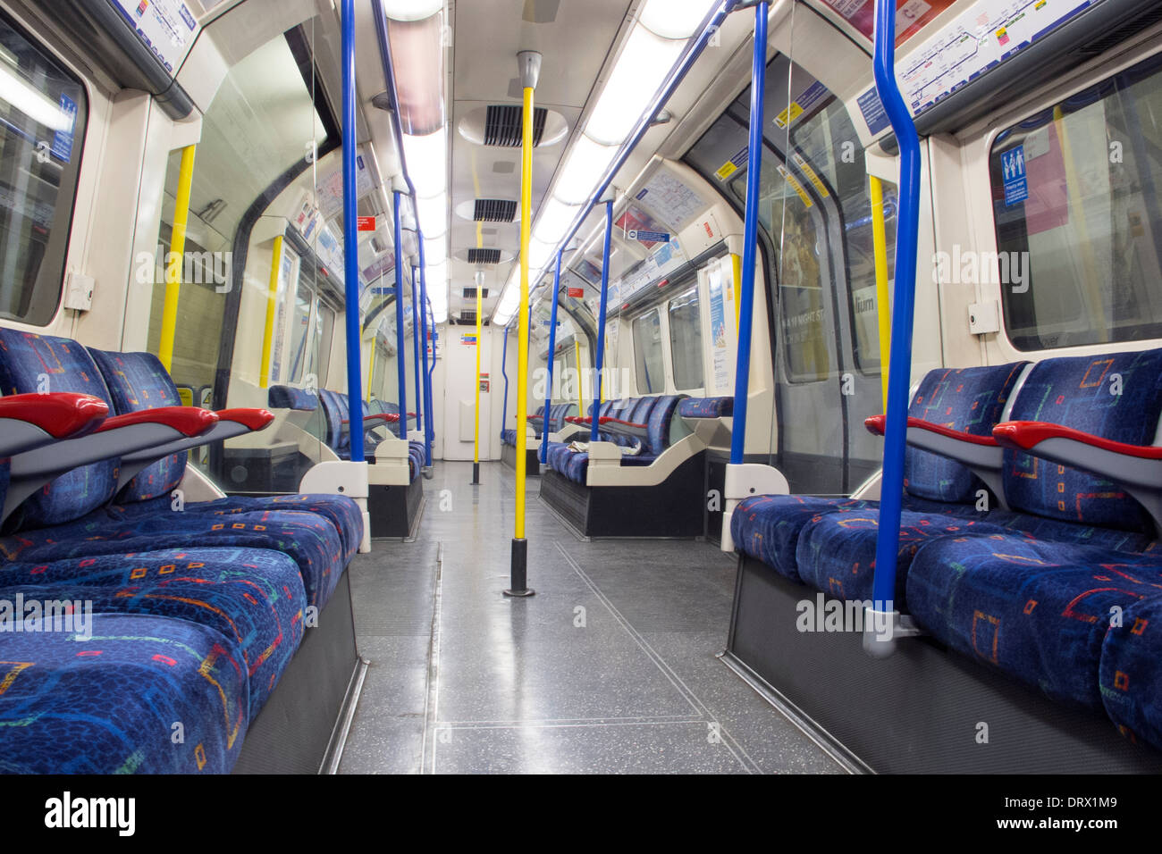 Eine leere London U-Bahn Wagen Stockfoto