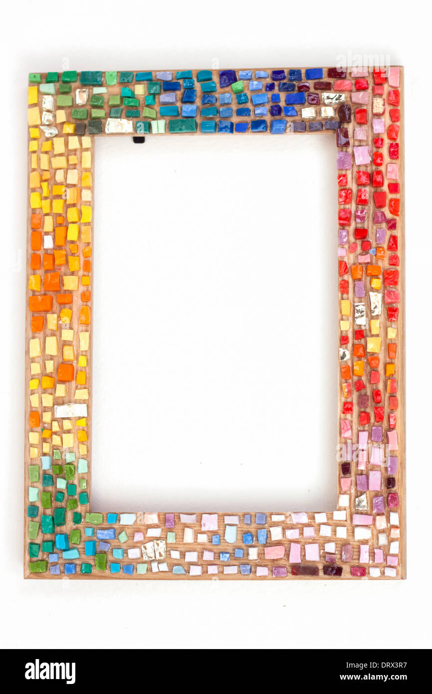 Frame Mosaik basteln Hobby Handarbeit bunte [isoliert auf weiss] Fliesen Farben Farben "Copy Space" Stockfoto