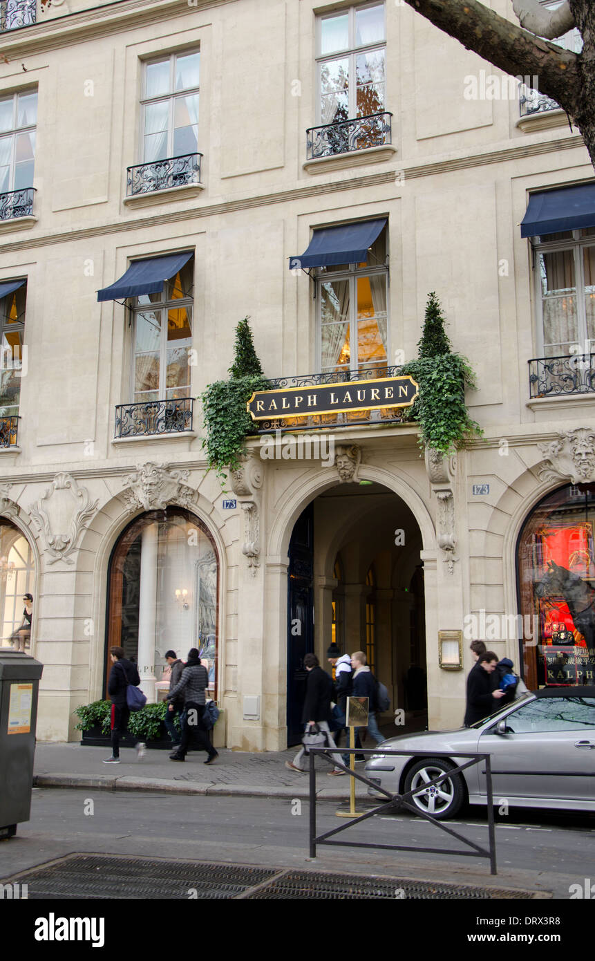 Eingang von Ralph Lauren Store in Paris, Frankreich. Stockfoto