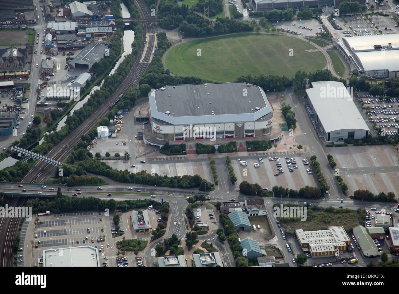 Luftaufnahme der Fliegen DSA-Arena (ehemals Motorpoint Bereich), Sheffield Stockfoto