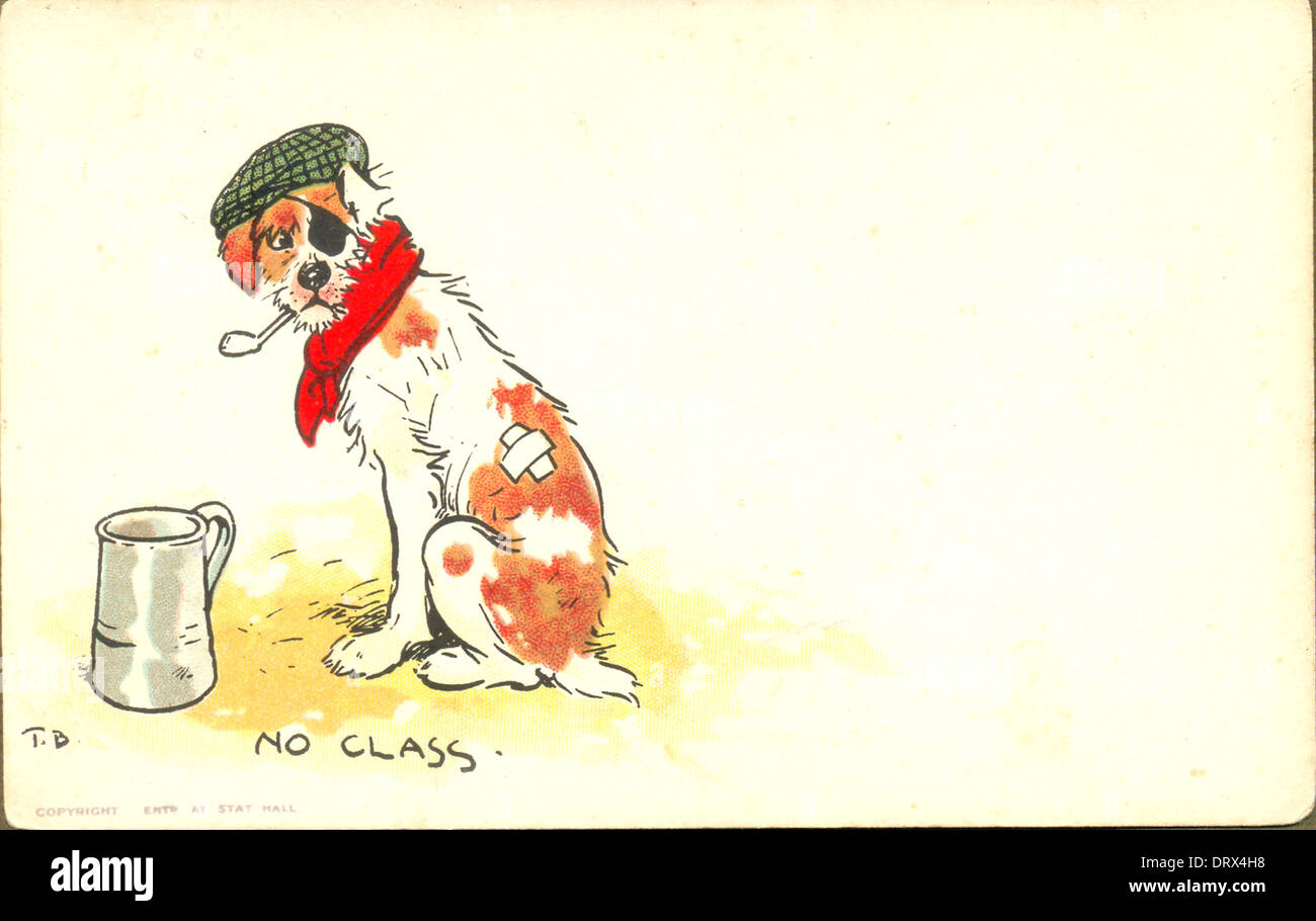 Comic-Postkarte des Künstlers Tom Browne mit dem Titel "No Class" Stockfoto