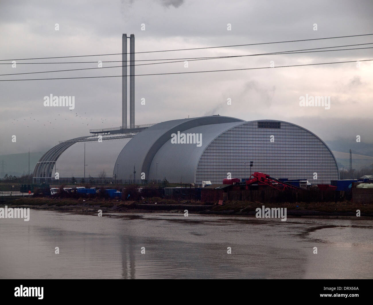 Newhaven Verbrennungsanlage gesehen über die Ouse-Mündung Stockfoto