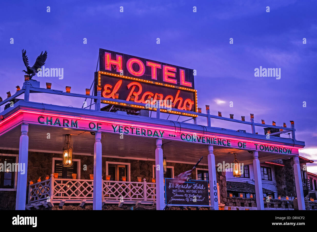 Historische El Rancho Hotel auf der Route 66, Gallup, New Mexico. Stockfoto