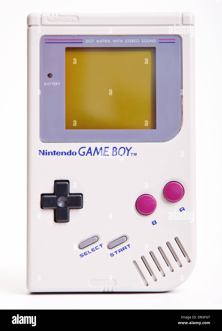 Nintendo GameBoy handheld Videospiel. Alle auf weißem Hintergrund. Stockfoto
