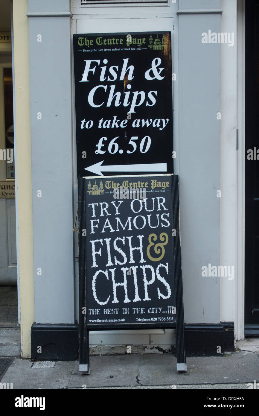 Fish &amp; Chips melden Sie england Stockfoto