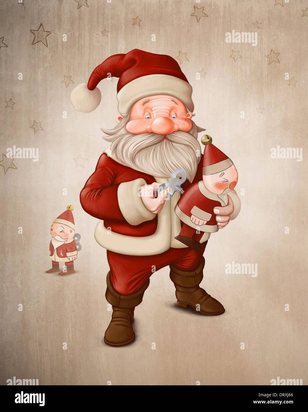 Santa Claus laden Sie ein ihr Puppe Stockfoto