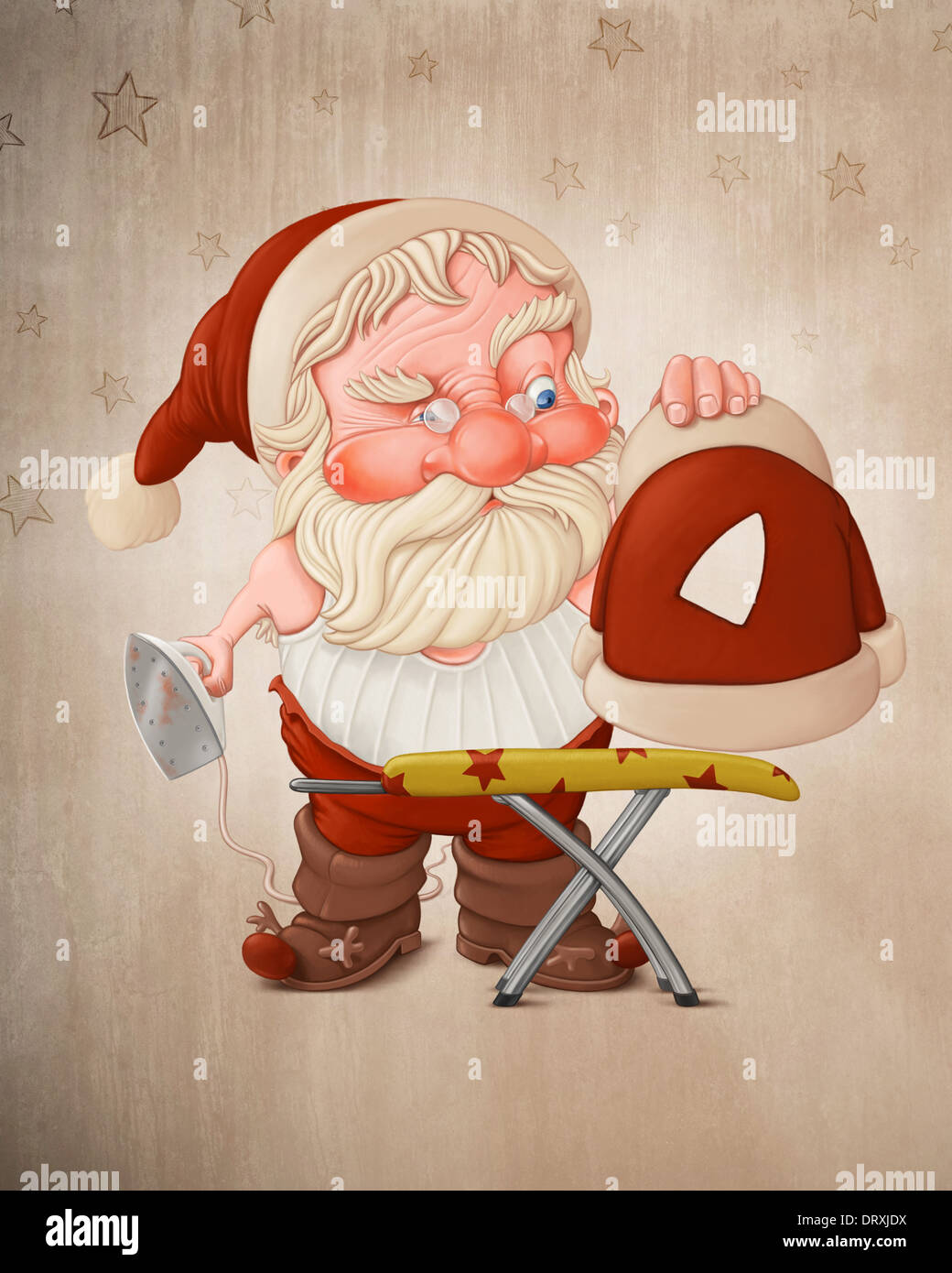 Santa Claus mit Flatiron und verbrannt Jacke Stockfoto