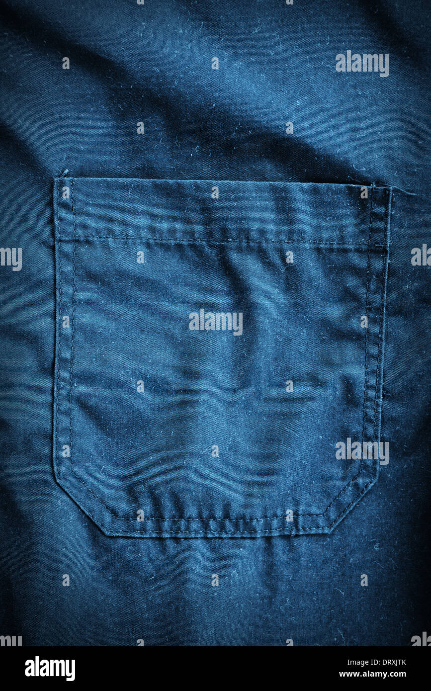 Blaue Overalls Detail. Arbeit Kleidung Detail. Stockfoto