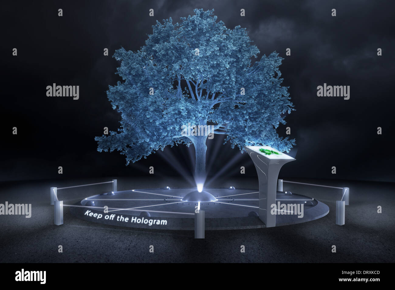Die Bäume werden in einer zukünftigen abdunkeln nur Hologramm Stockfoto