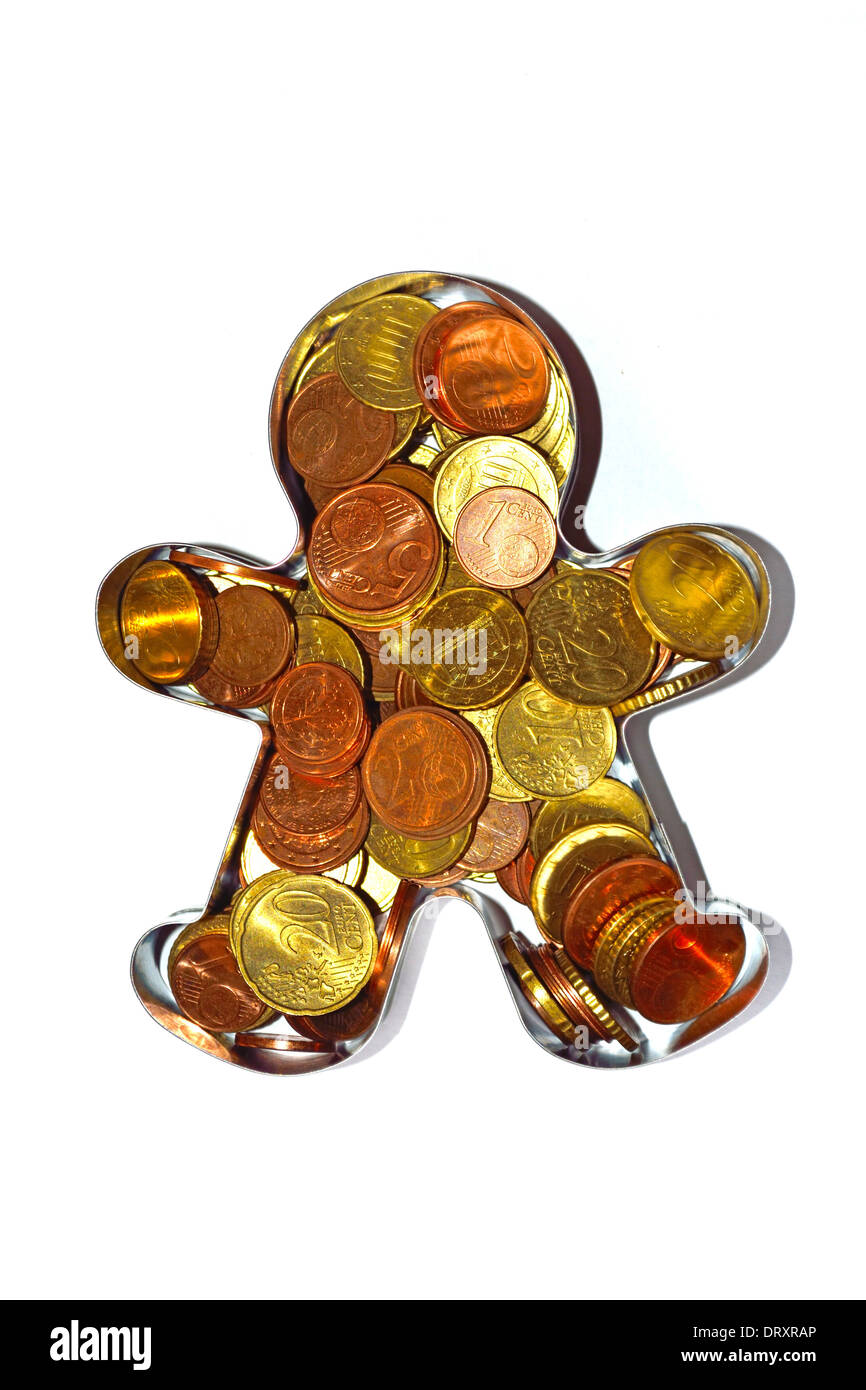 Cent in eine Backform Stockfoto