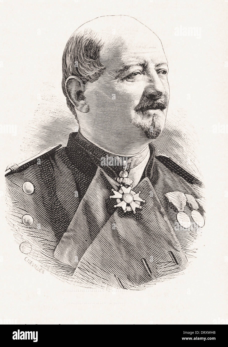 Porträt von Kommandant Taillant - Gravur XIX Jahrhundert Französisch Stockfoto
