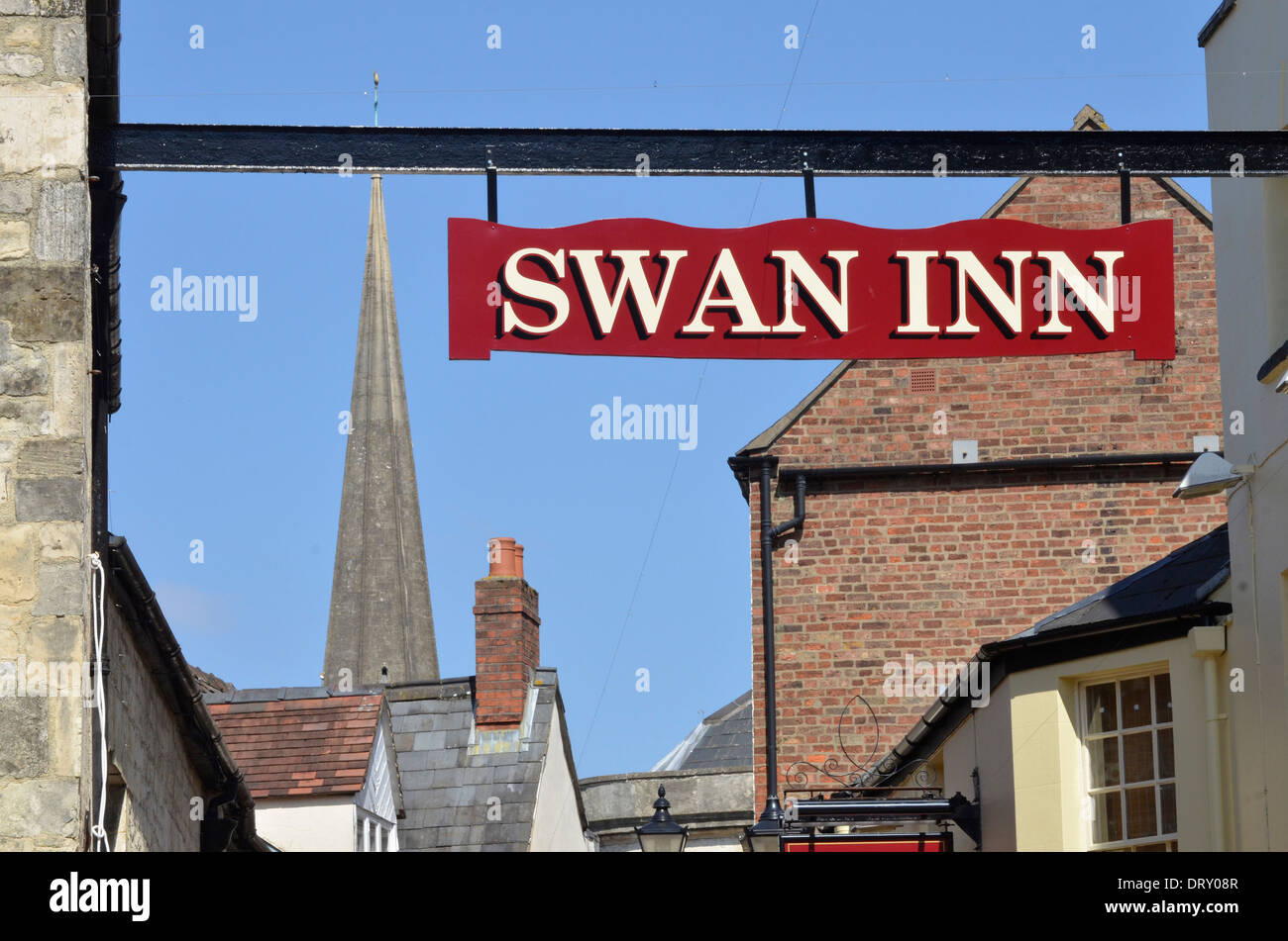 Swan Inn Zeichen Stockfoto