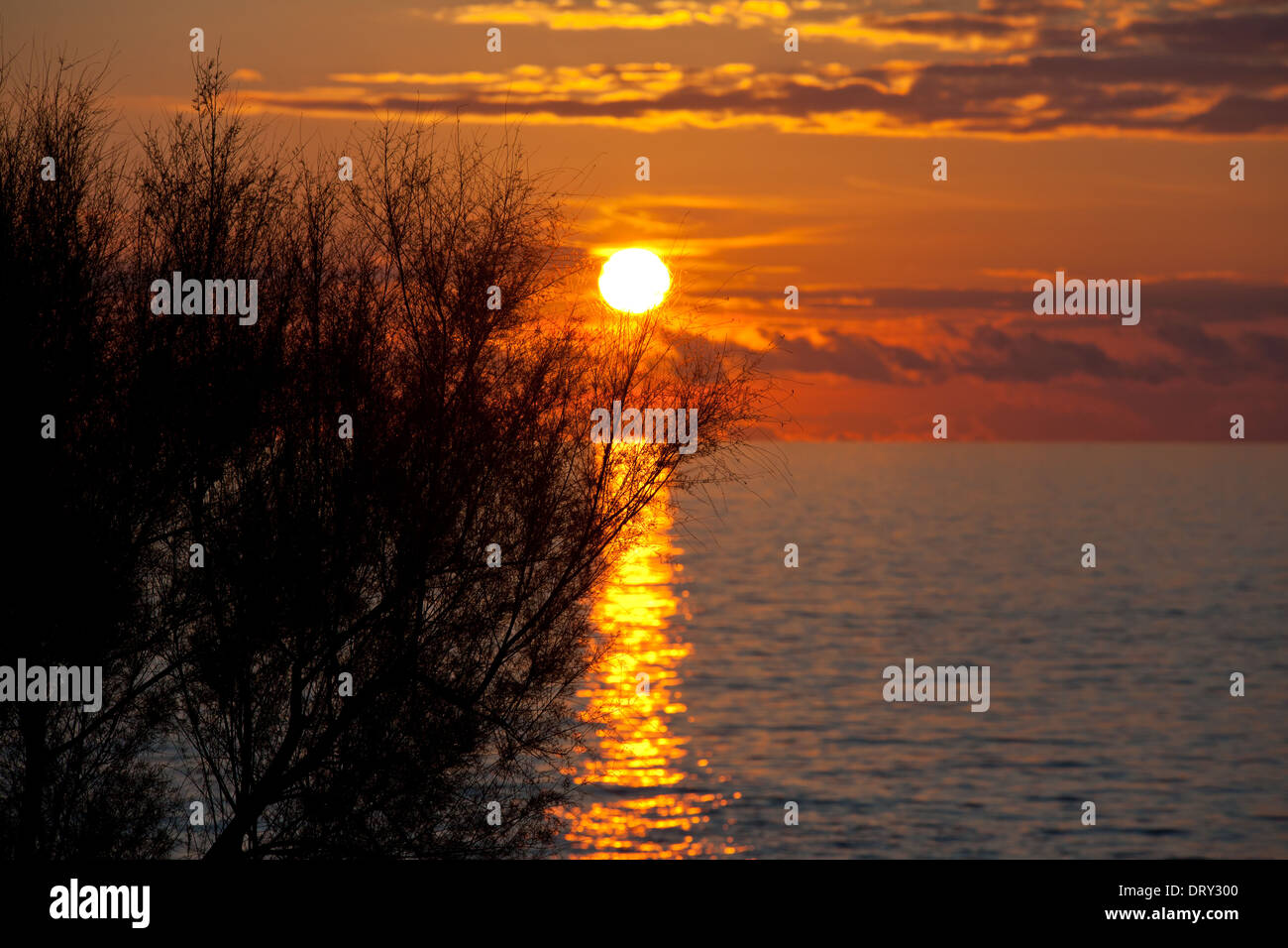 Sonnenuntergang am Lido marine Stockfoto