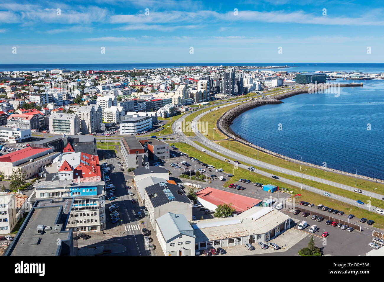 Erhöhten Blick auf Reykavik Island Stockfoto