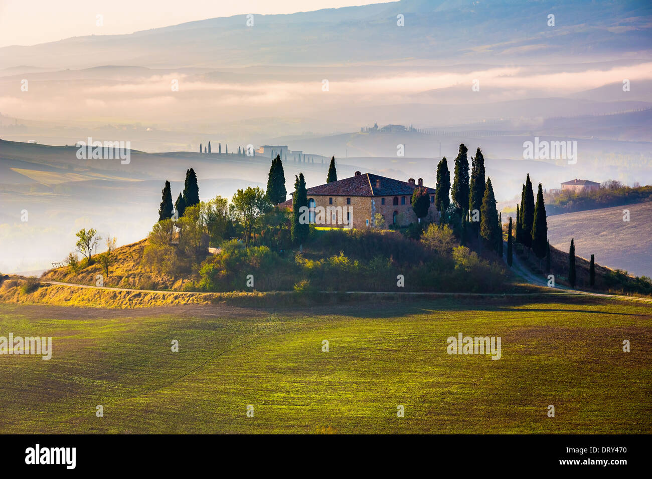 Toskana am frühen Morgen Stockfoto
