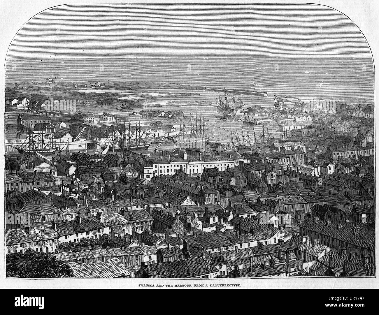 Swansea und dem Hafen, 1848 Stockfoto
