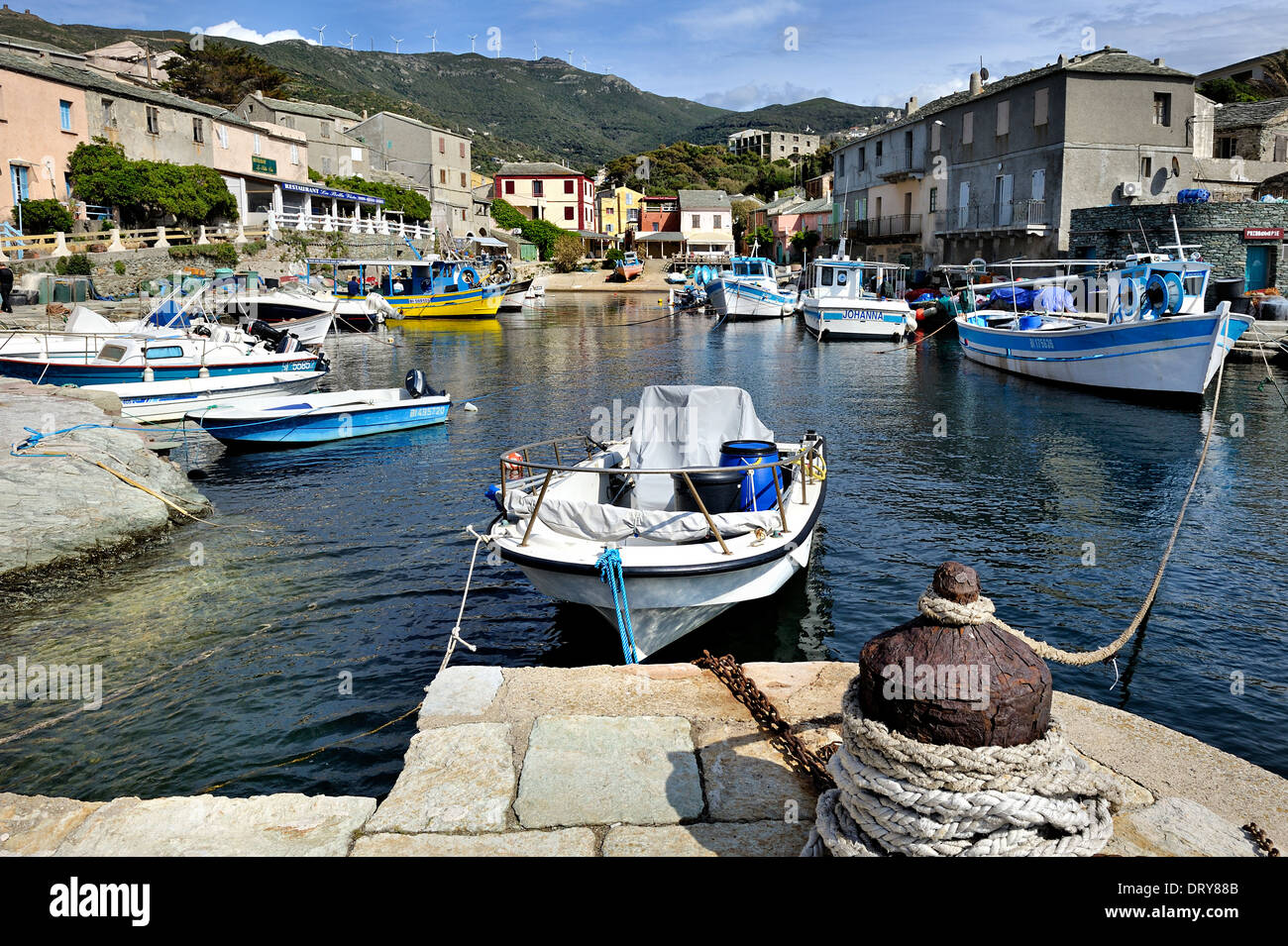 Centuri Hafen, Kap Corse, Korsika. Stockfoto