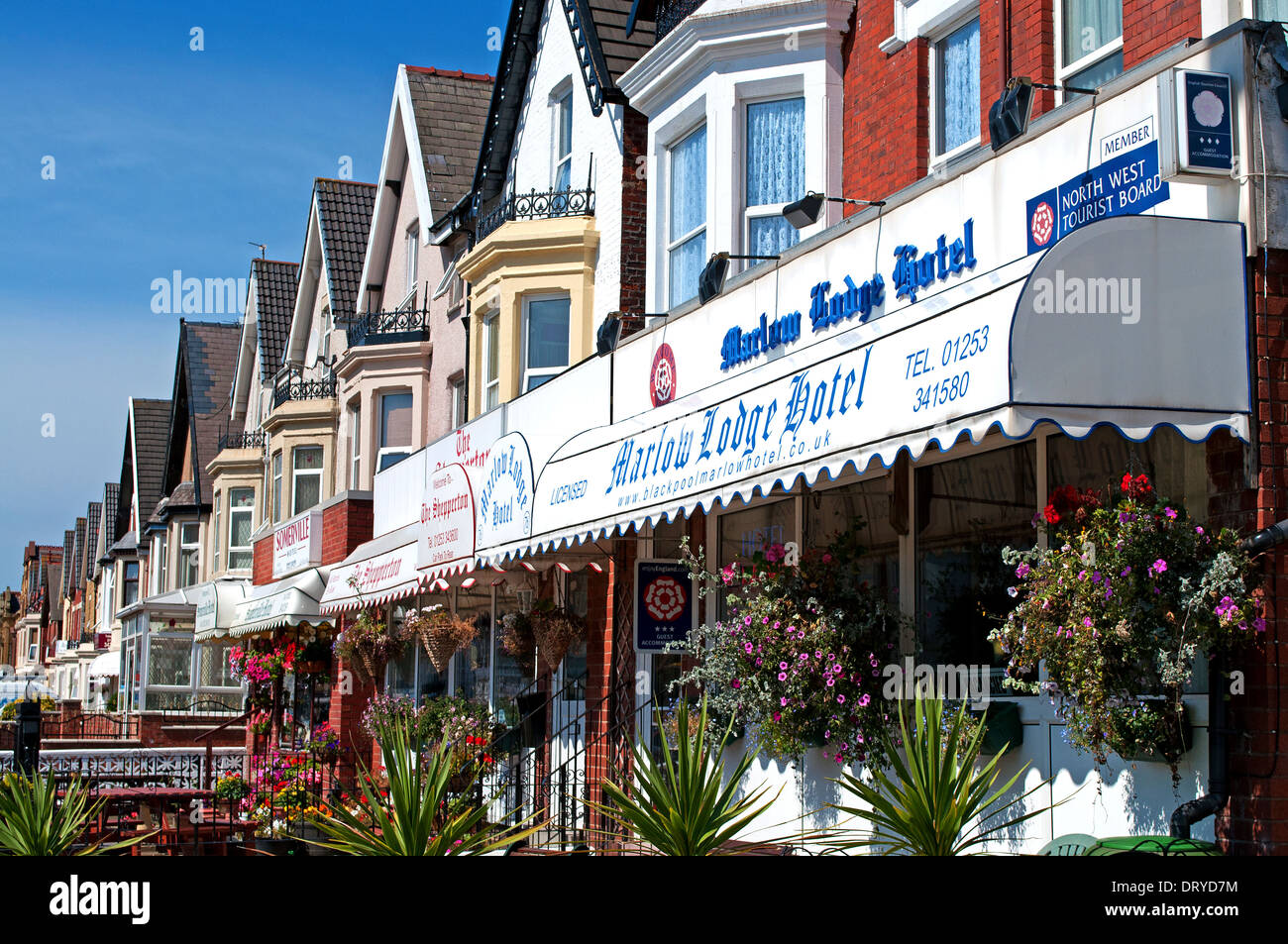 Hotels und Bed-Breakfast-Betriebe in Blackpool, Großbritannien Stockfoto