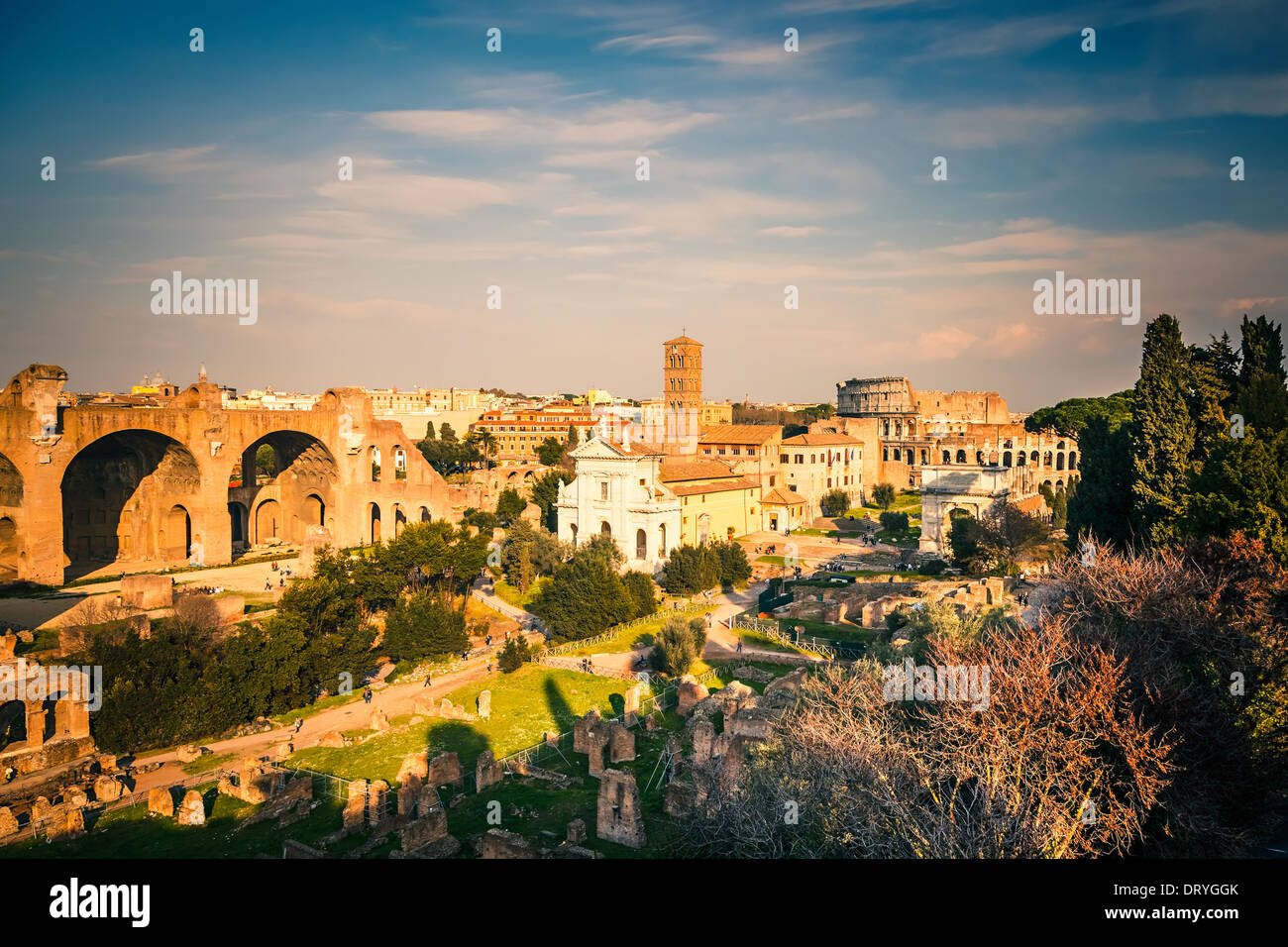 Forum und das Kolosseum in Rom Stockfoto