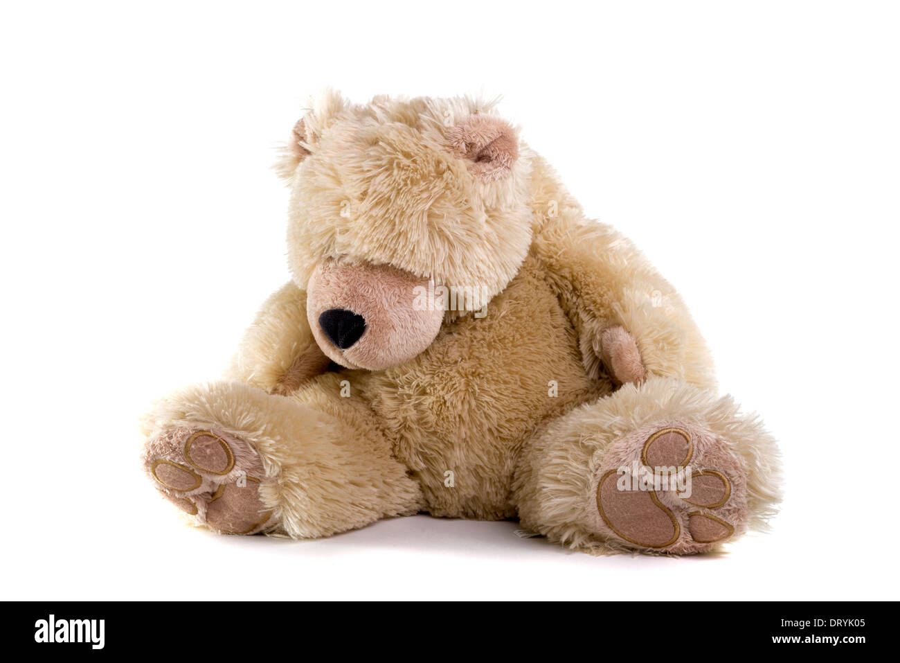 Traurig Teddybär auf weißem Hintergrund Stockfotografie Alamy
