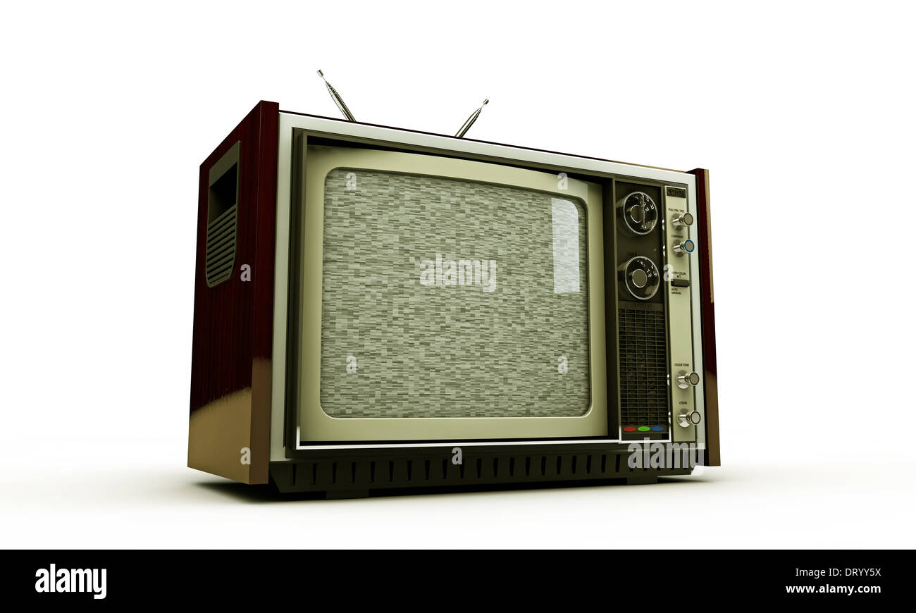 Retro-tv isoliert auf weißem Hintergrund Stockfoto