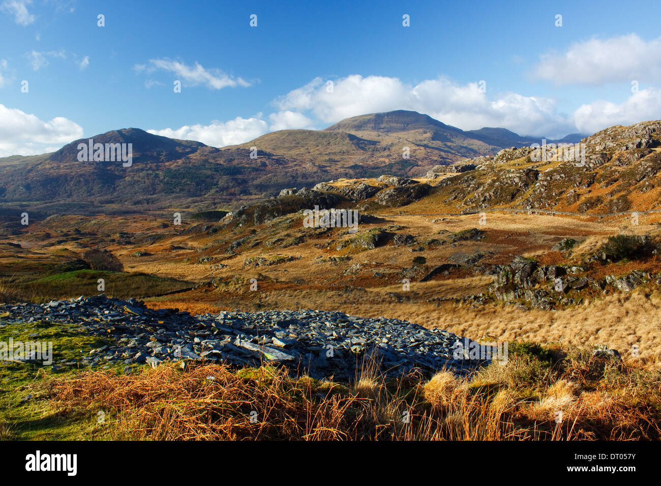 Der Berg der Moel Hebog im Snowdonia National Park, Wales, mit der kleineren Hügel der Moel-Ddu auf der linken Seite. Stockfoto