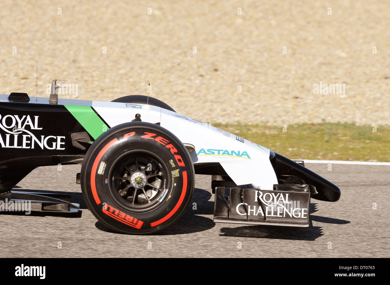 FrontflŸgel, Nase des Force India VJM07 von Nico HŸlkenberg (Hülkenberg) (GER) während der Formel 1 Tests, Jerez, Spanien Feb.2014 Stockfoto