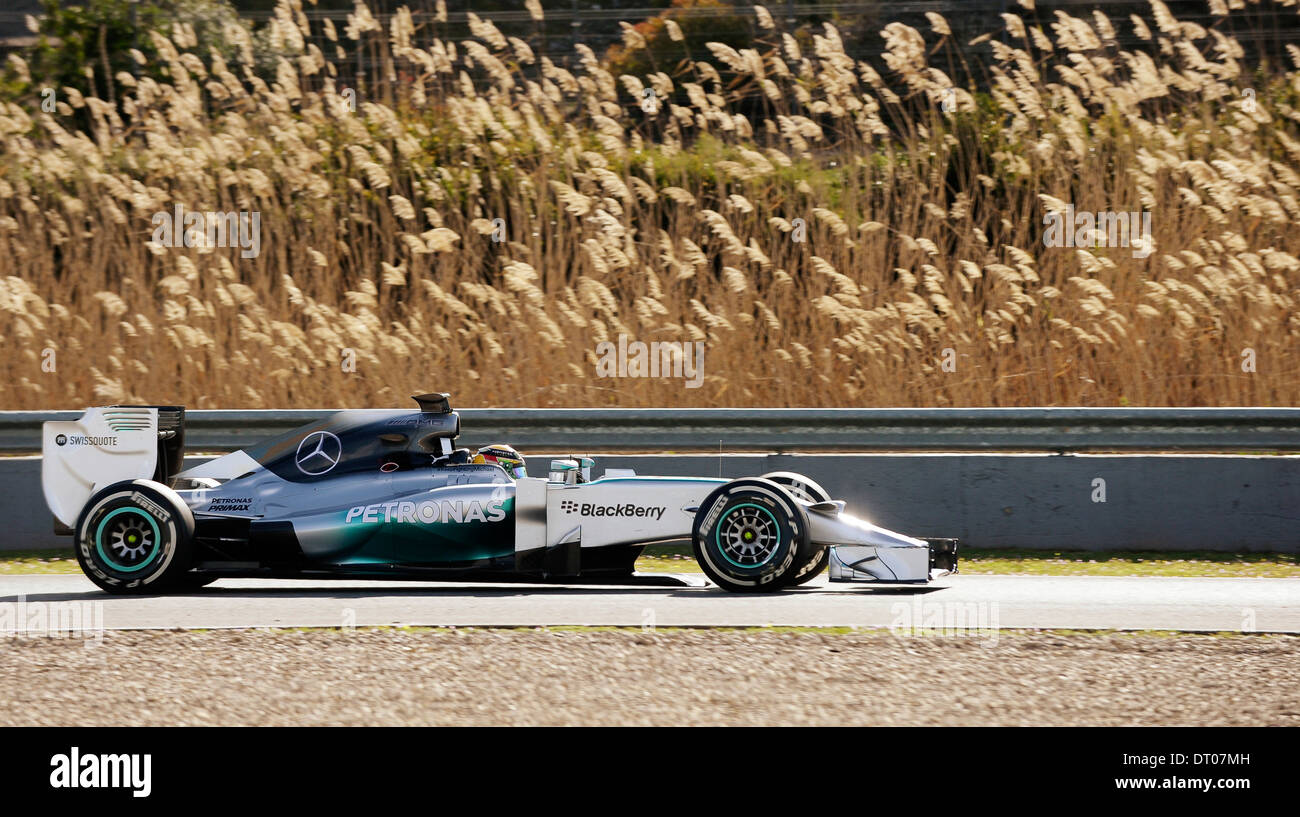 Lewis Hamilton (GBR), Mercedes F1 W05 bei Formel 1 Tests in Jerez, Spanien Feb.2014 Stockfoto