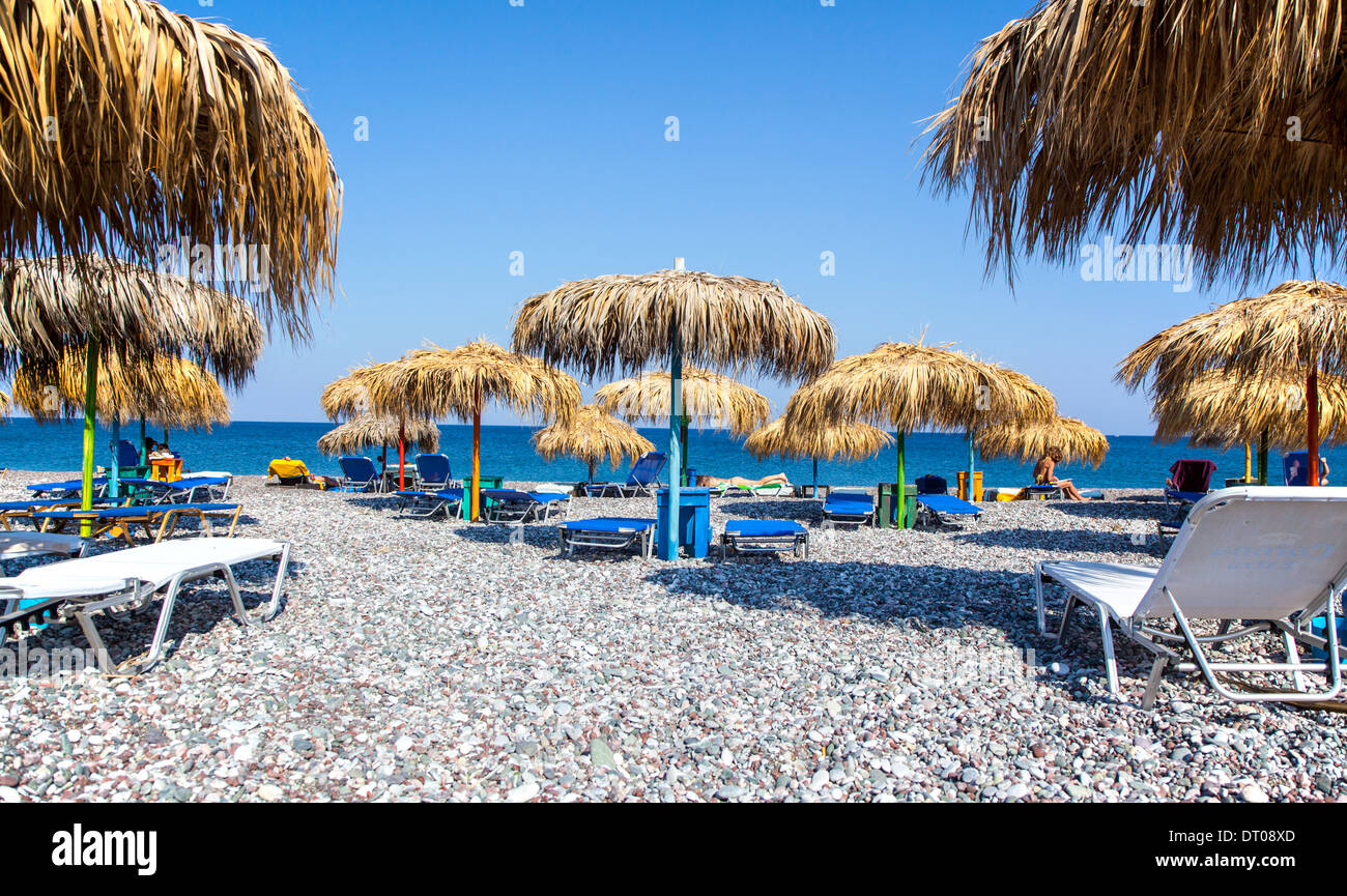 Sonne Schatten Mojito Beach Rhodos griechische Inseln Griechenland Stockfoto