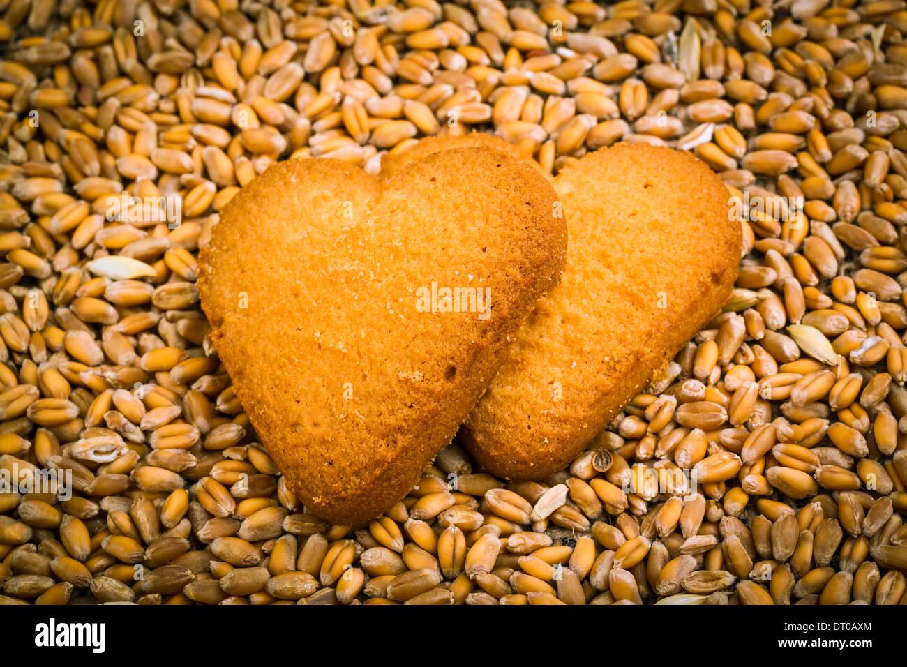 Spritzgebäck auf Weizen Hintergrund Stockfoto