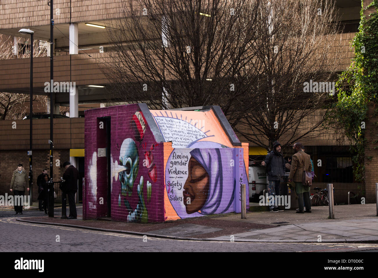 16 Tage Street Art  neu lackiert (Stand Februar 2014), Backsteingebäude in Tibb Street  StreetArt, Manchester, UK, Europa, UK Stockfoto