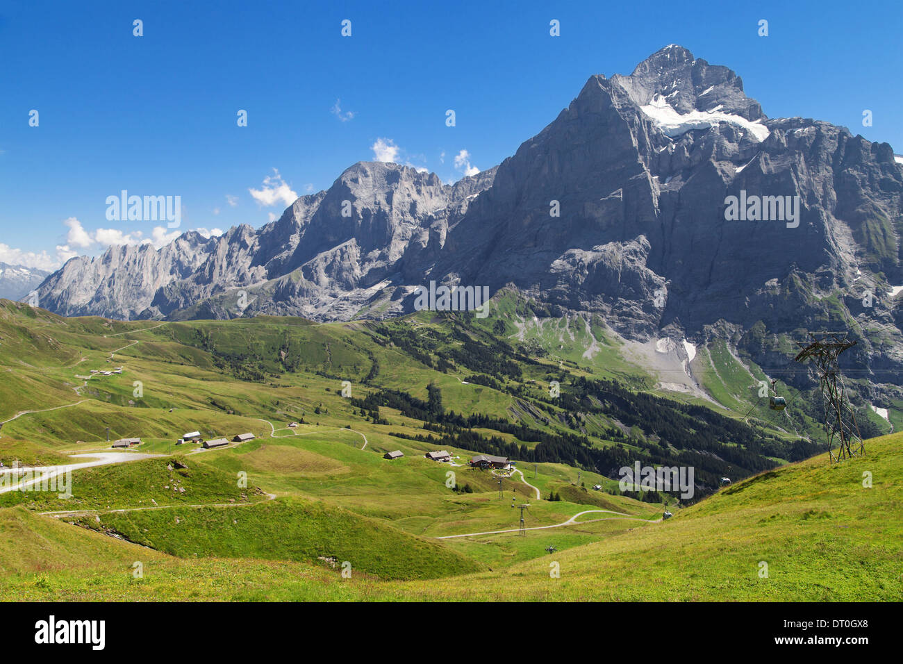 Wetterhorn und das Reichenbachtal Tal von Grindelwald First, Schweiz. Stockfoto