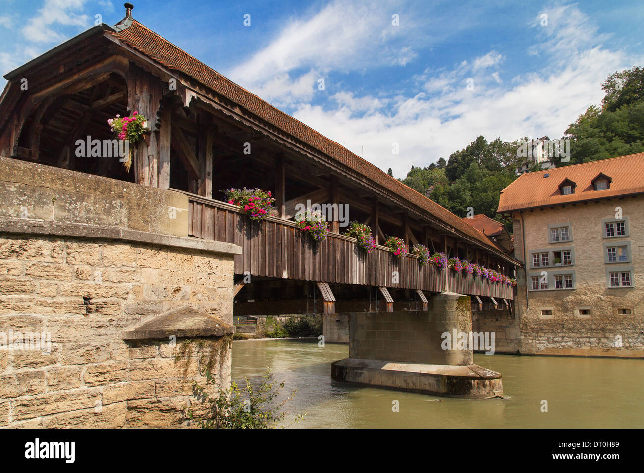 Bern-Brücke in Fribourg, Schweiz. Stockfoto