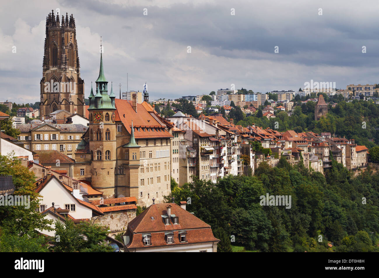 Stadt Freiburg in der Schweiz. Stockfoto
