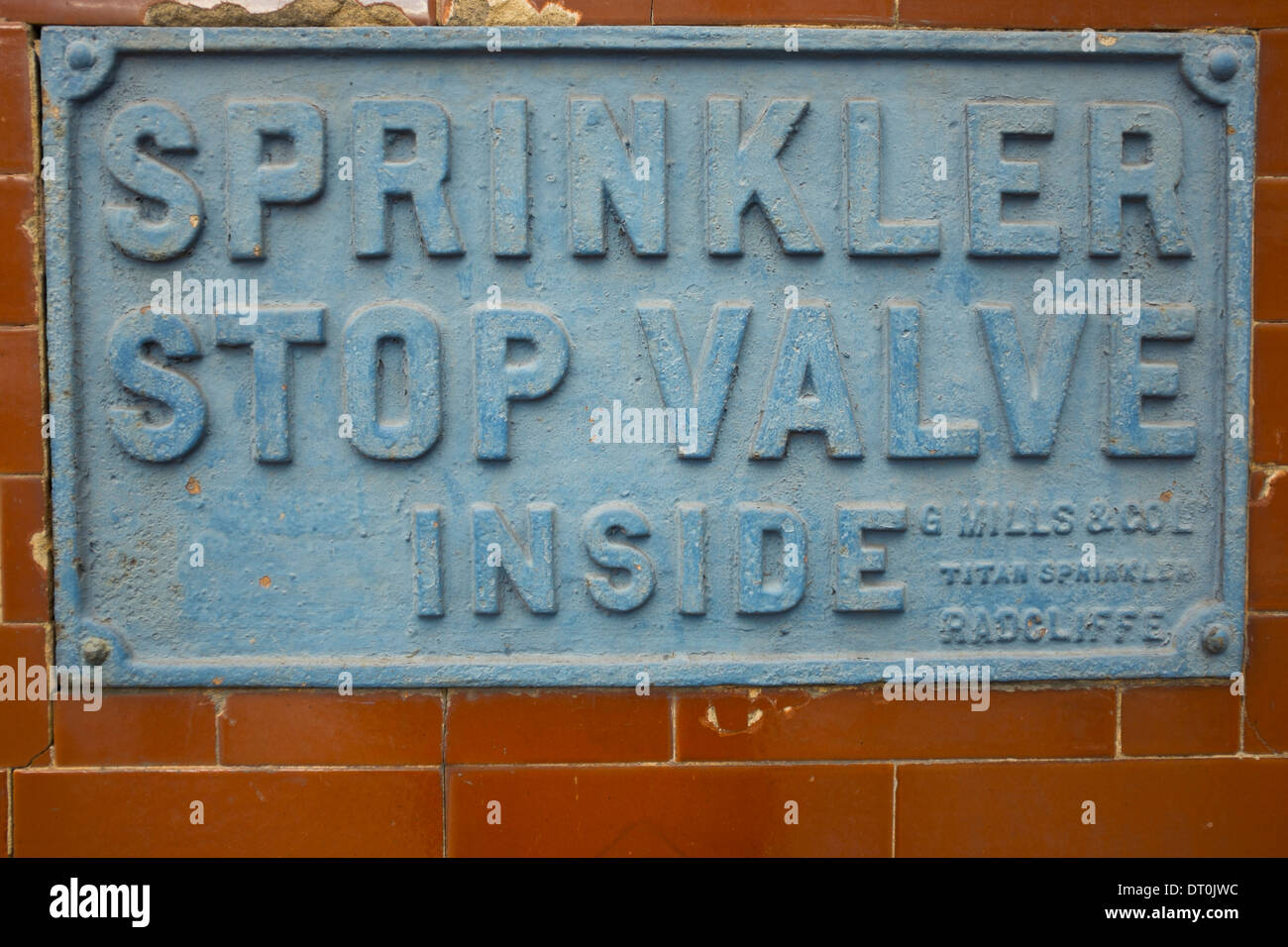 Sprinkler-Stop-Ventil im Inneren. Stockfoto