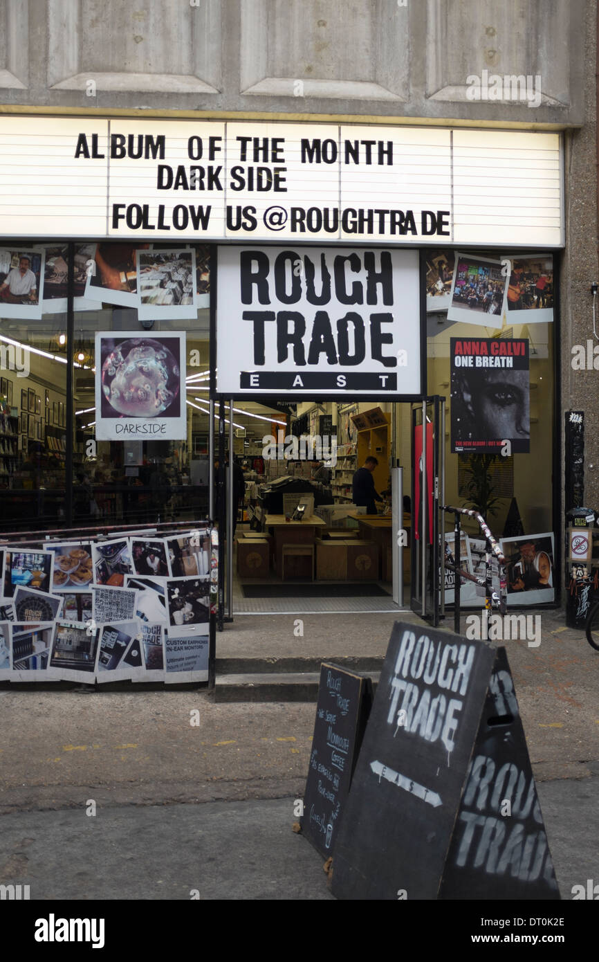 Rough Trade unabhängige Musikgeschäft, Brick Lane, London. Stockfoto
