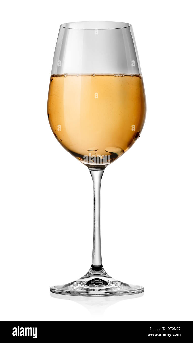 Glas Weißwein isoliert auf weißem Hintergrund Stockfoto