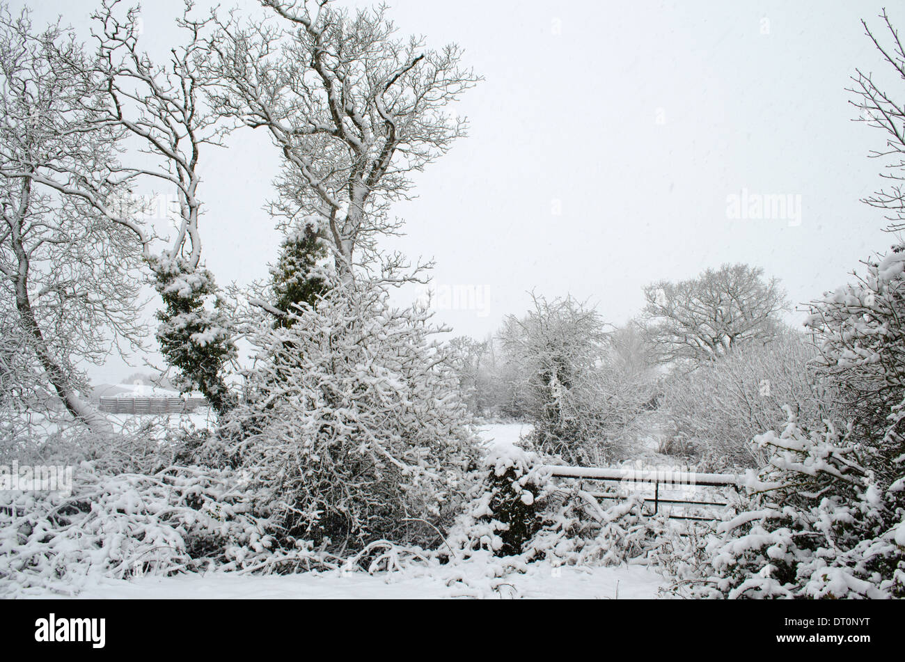 Englische Landschaft im Winter nach starkem Schneefall Stockfoto